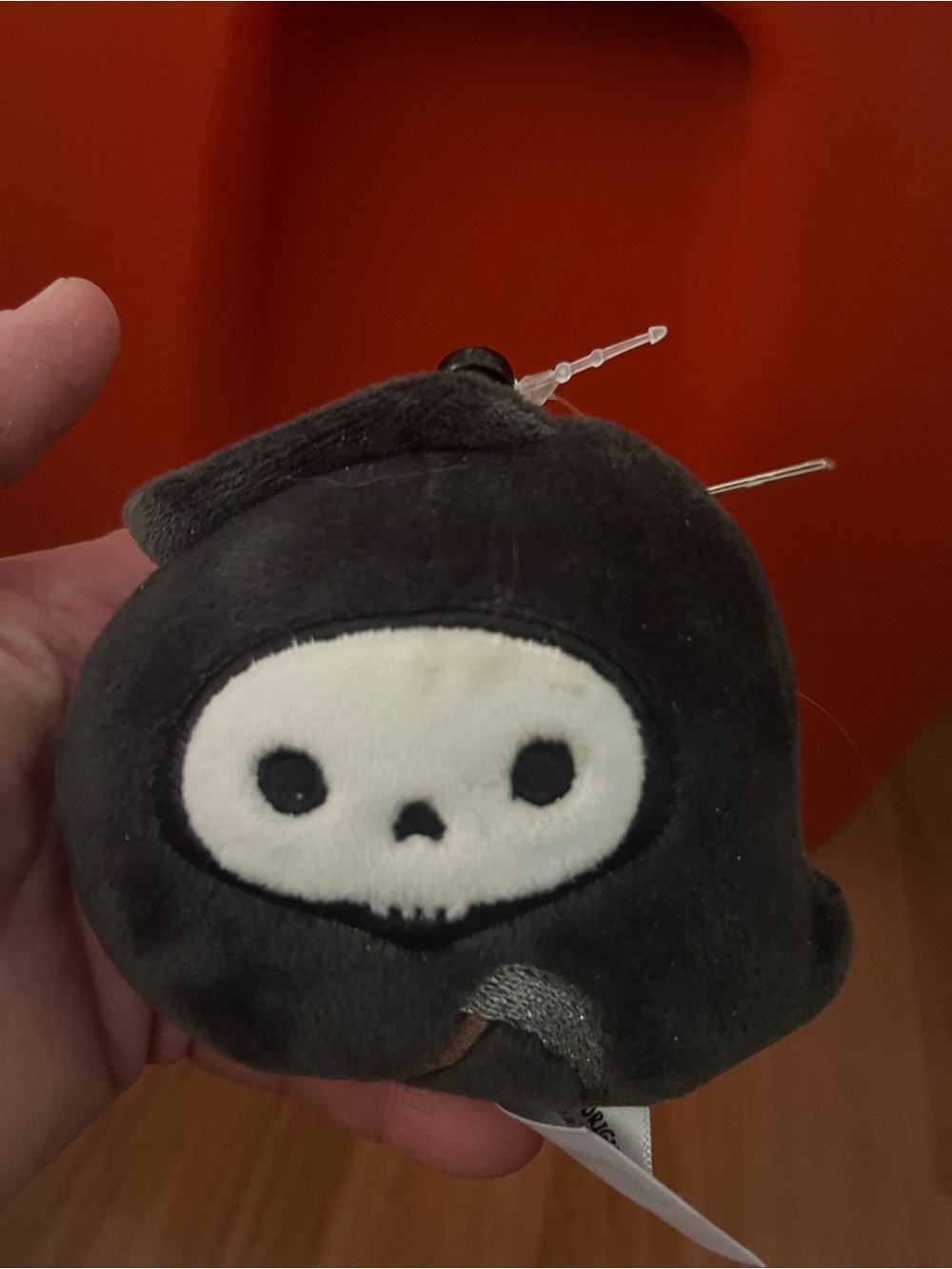 Squishmallows Black and White Skull Hood Plush Keychain